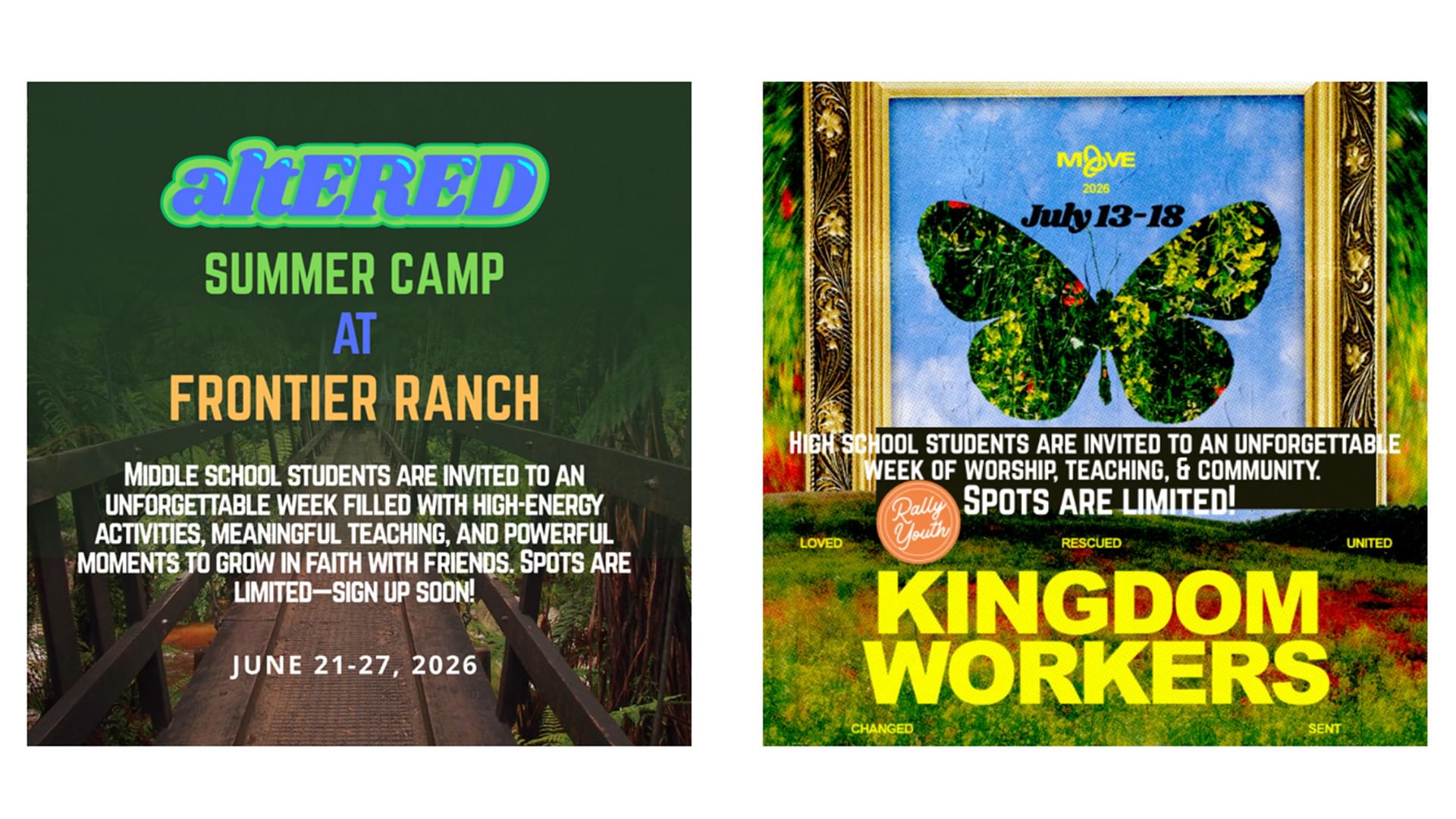 Student Ministry Summer camp sign ups
